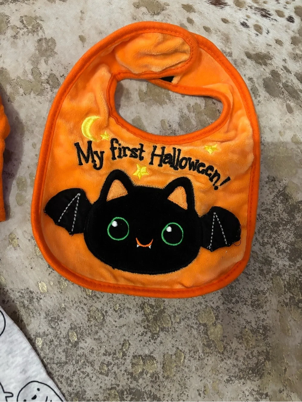 Carter's Orange Halloween Baby Matching Set with Bat Bib